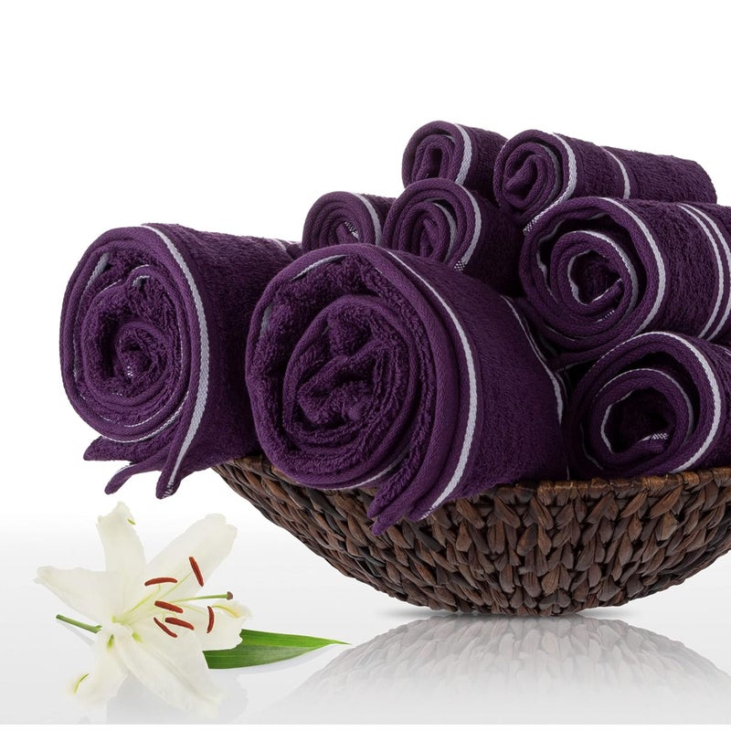 Lavish Home Rio 100% Cotton Towel Set - Eggplant, Medium, 8 Piece - Image 4